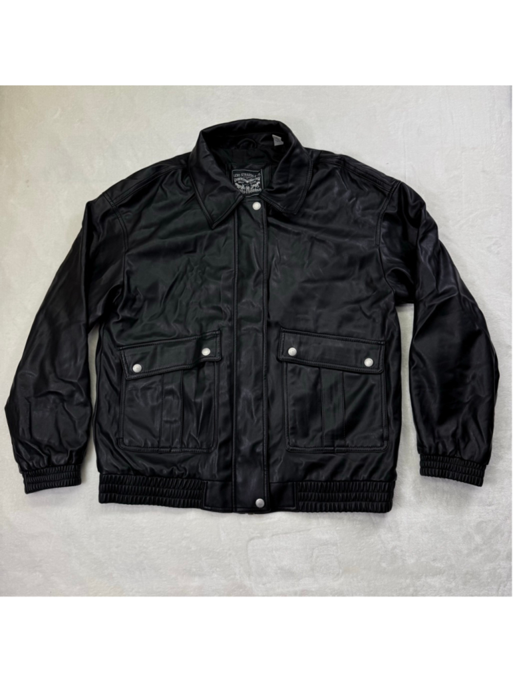 Women's Levi’s Black Faux‎ Bomber Leather Jacket Large